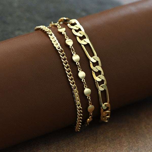 Layered Gold Chain Link Bracelet