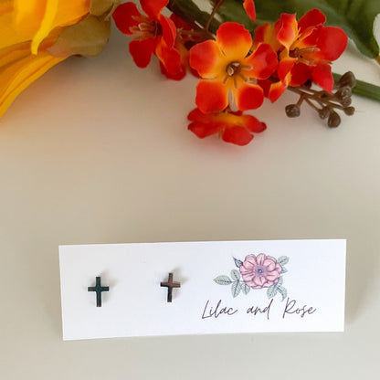 cross stud earrings dainty faith jewelry