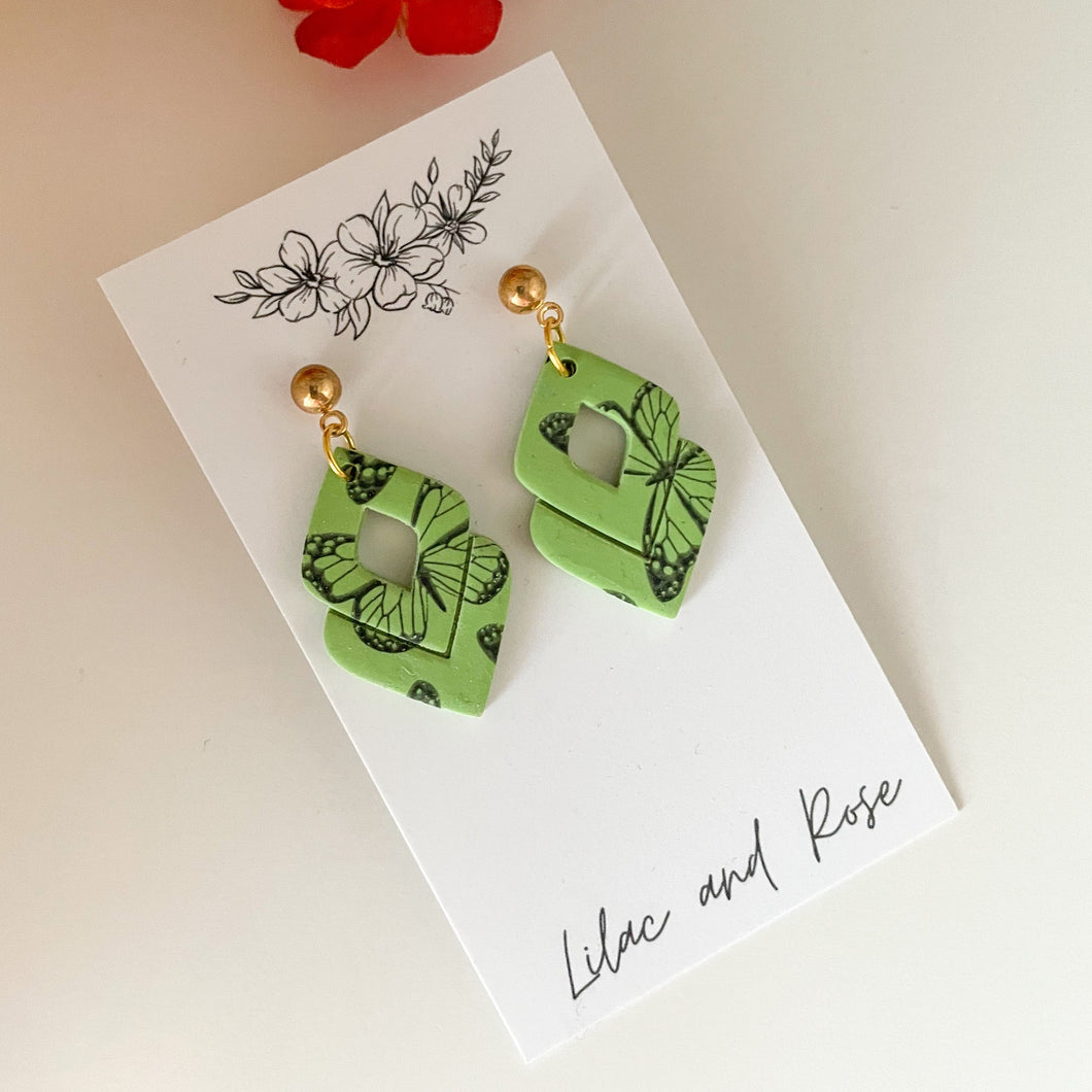 Green Butterfly Earrings