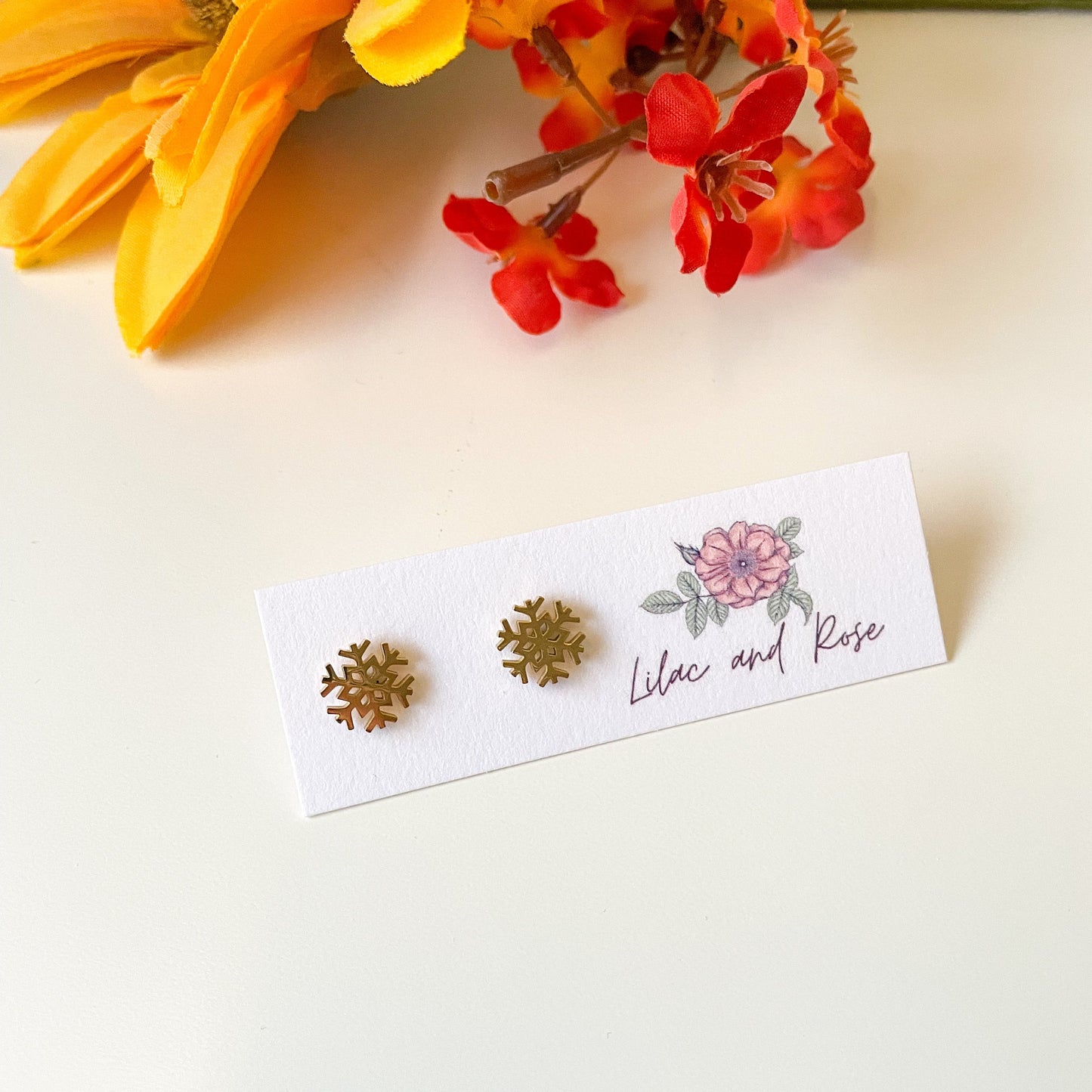 holiday snowflake stud earrings gift ready