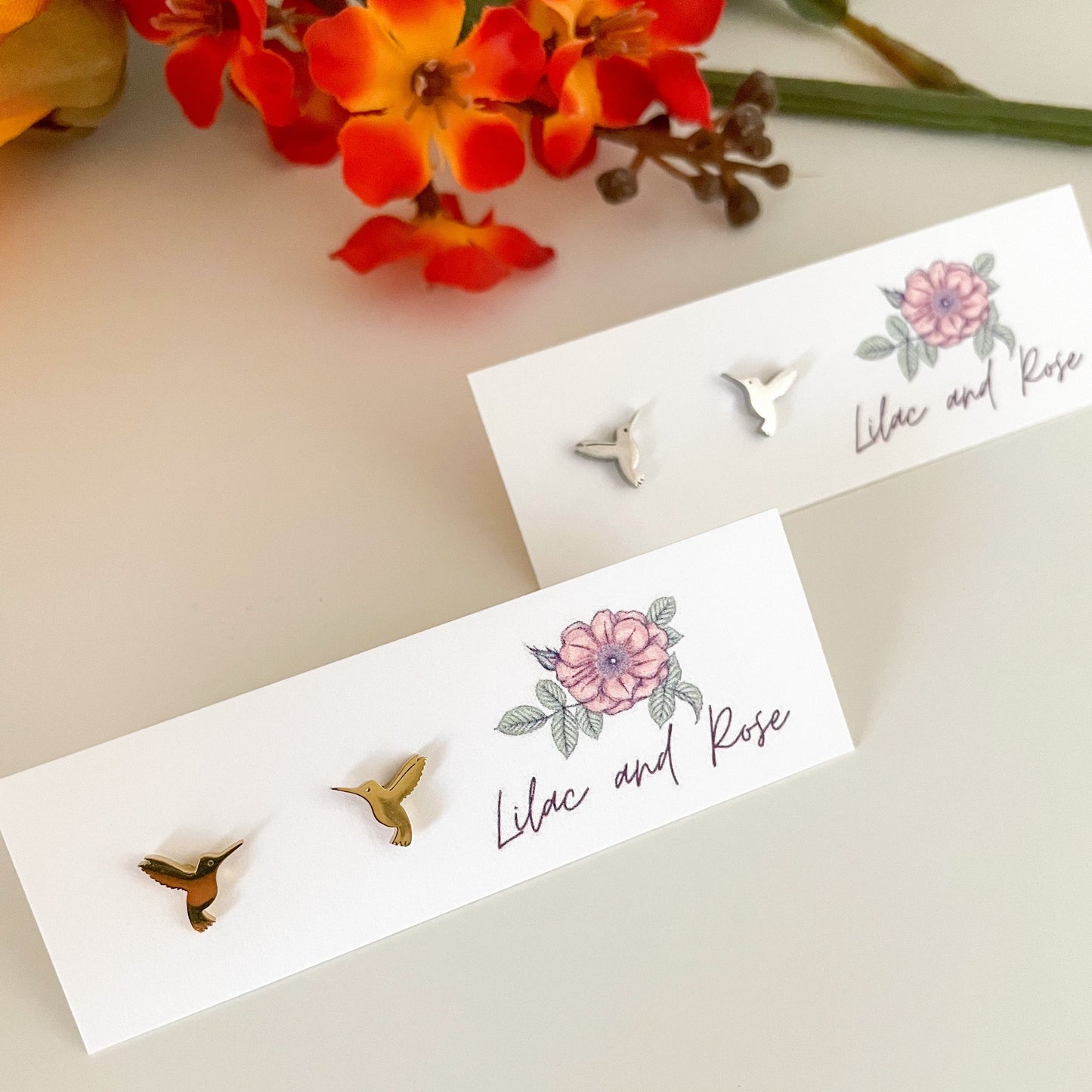hummingbird stud earrings nature inspired