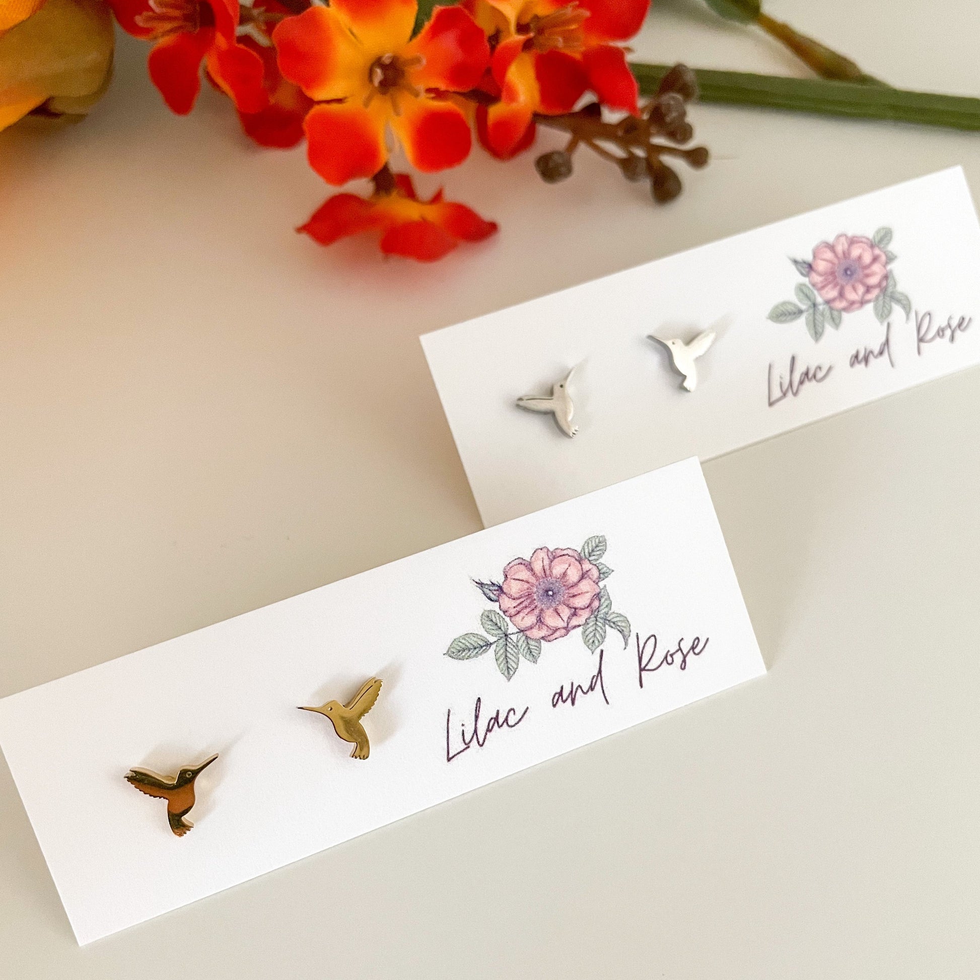 hummingbird stud earrings nature inspired