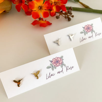 hummingbird stud earrings nature inspired