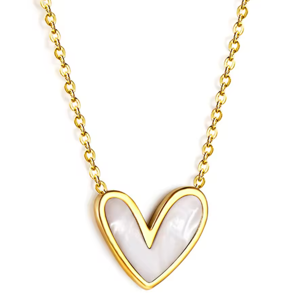 pearl heart pendant necklace hypoallergenic jewelry