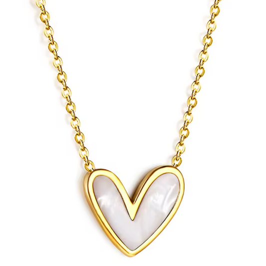 pearl heart pendant necklace hypoallergenic jewelry