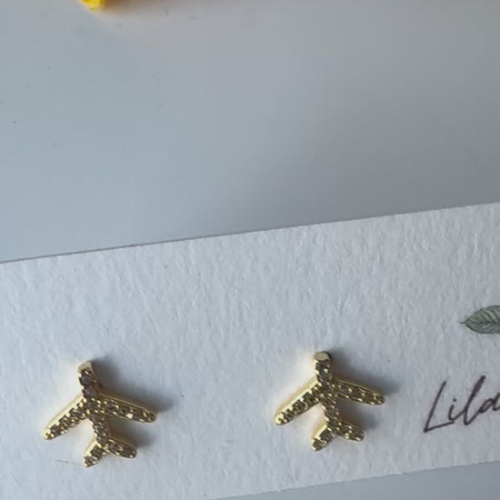 airplane stud earrings Lilac and Rose
