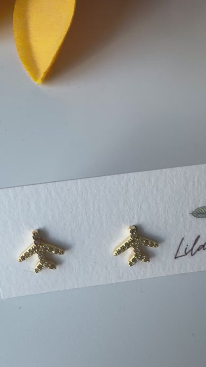 airplane stud earrings Lilac and Rose