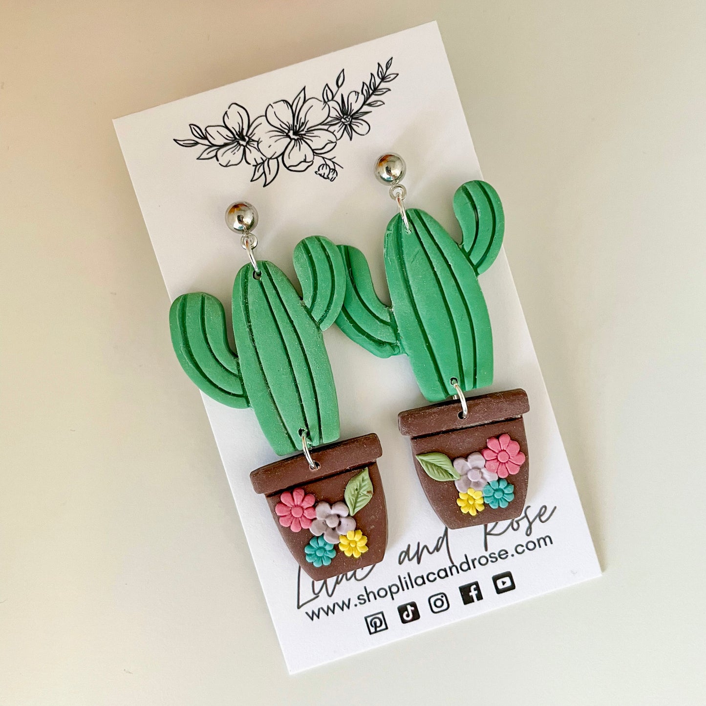 ✨ Succulent Cactus Earrings