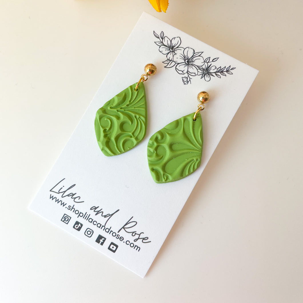 Green Textured Lucy Earrings