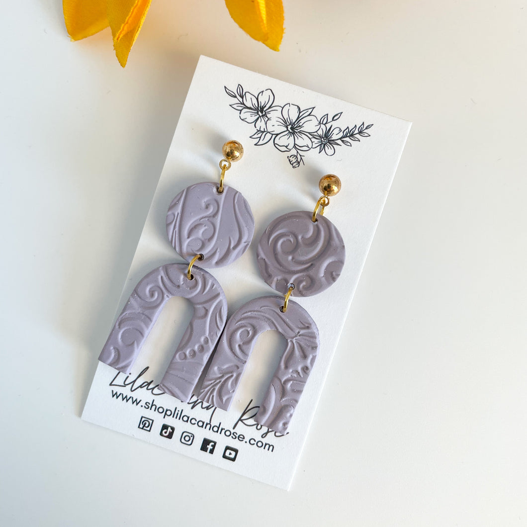 Textured Lilac Arch Earrings