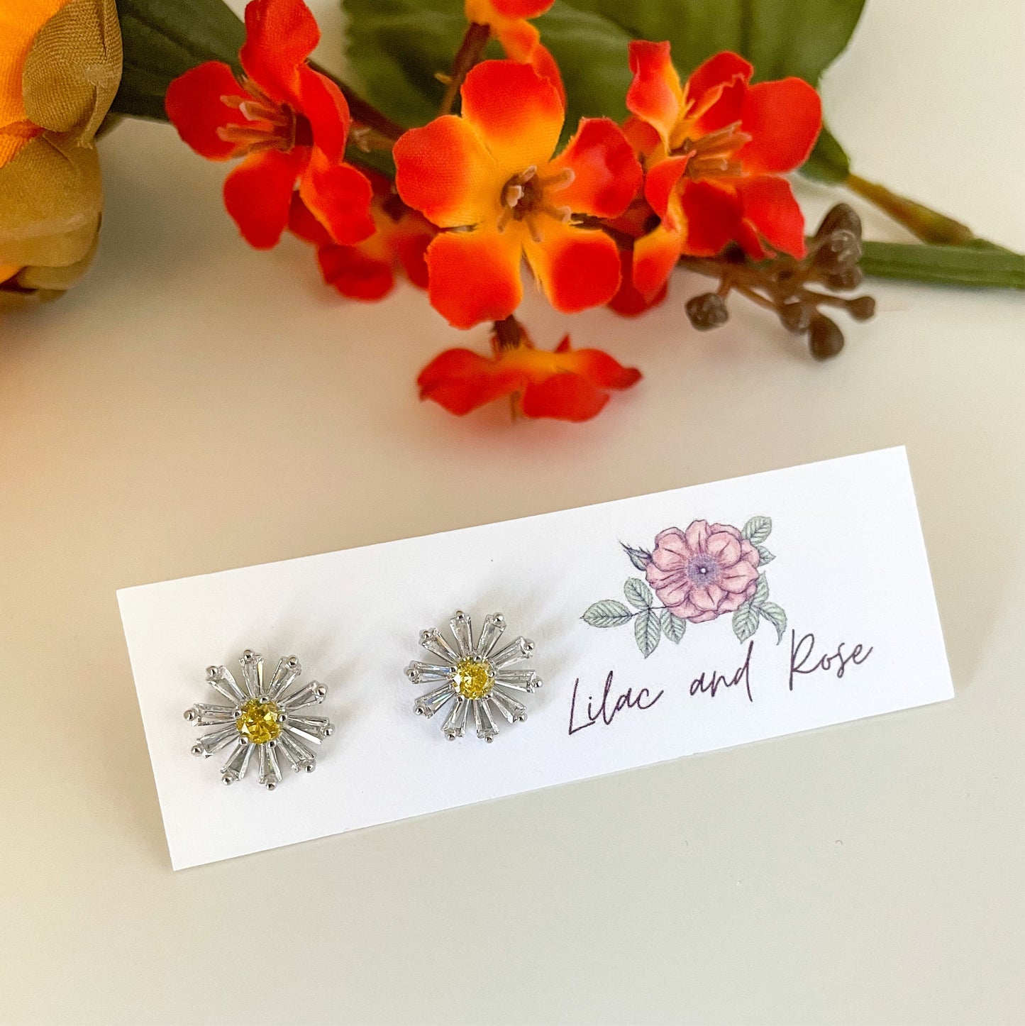 sparkling flower stud earrings everyday gift ready