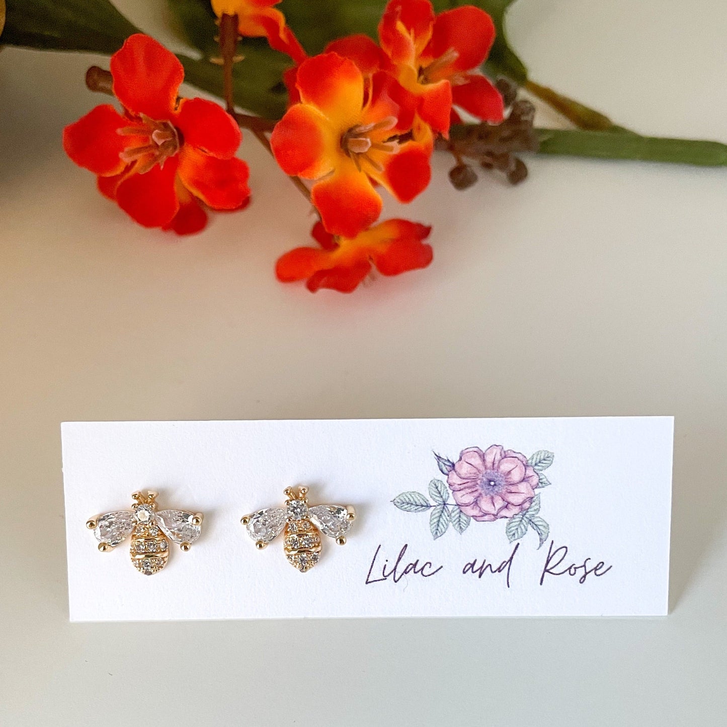 tiny bee earrings nature jewelry gift