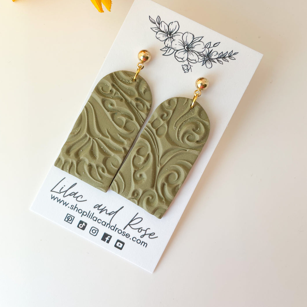 Olive Textured Earrings