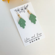 Load image into Gallery viewer, Textured Green Drop Earrings
