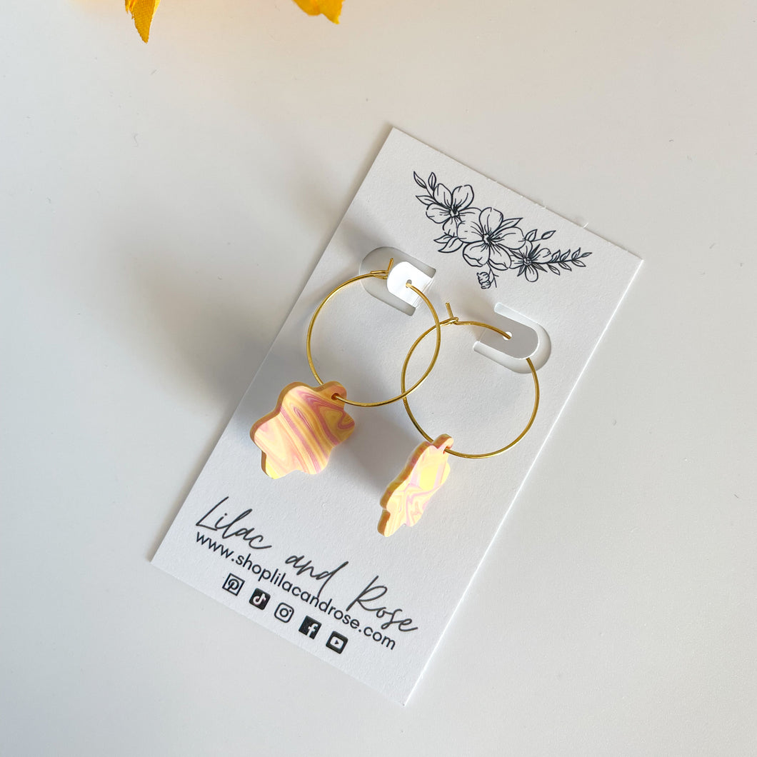 Flower Gold Hoop Earrings