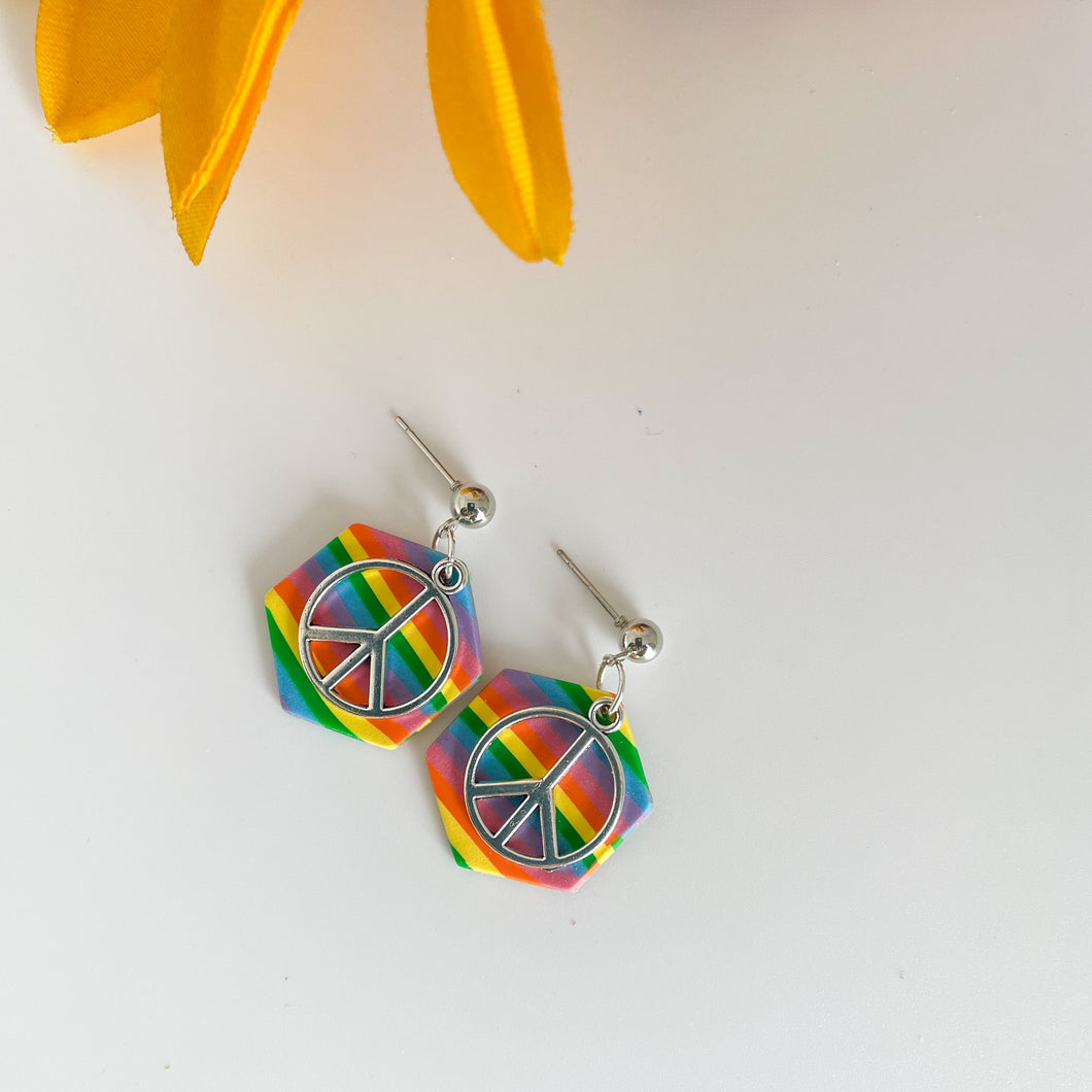 Rainbow Peace Sign Earrings