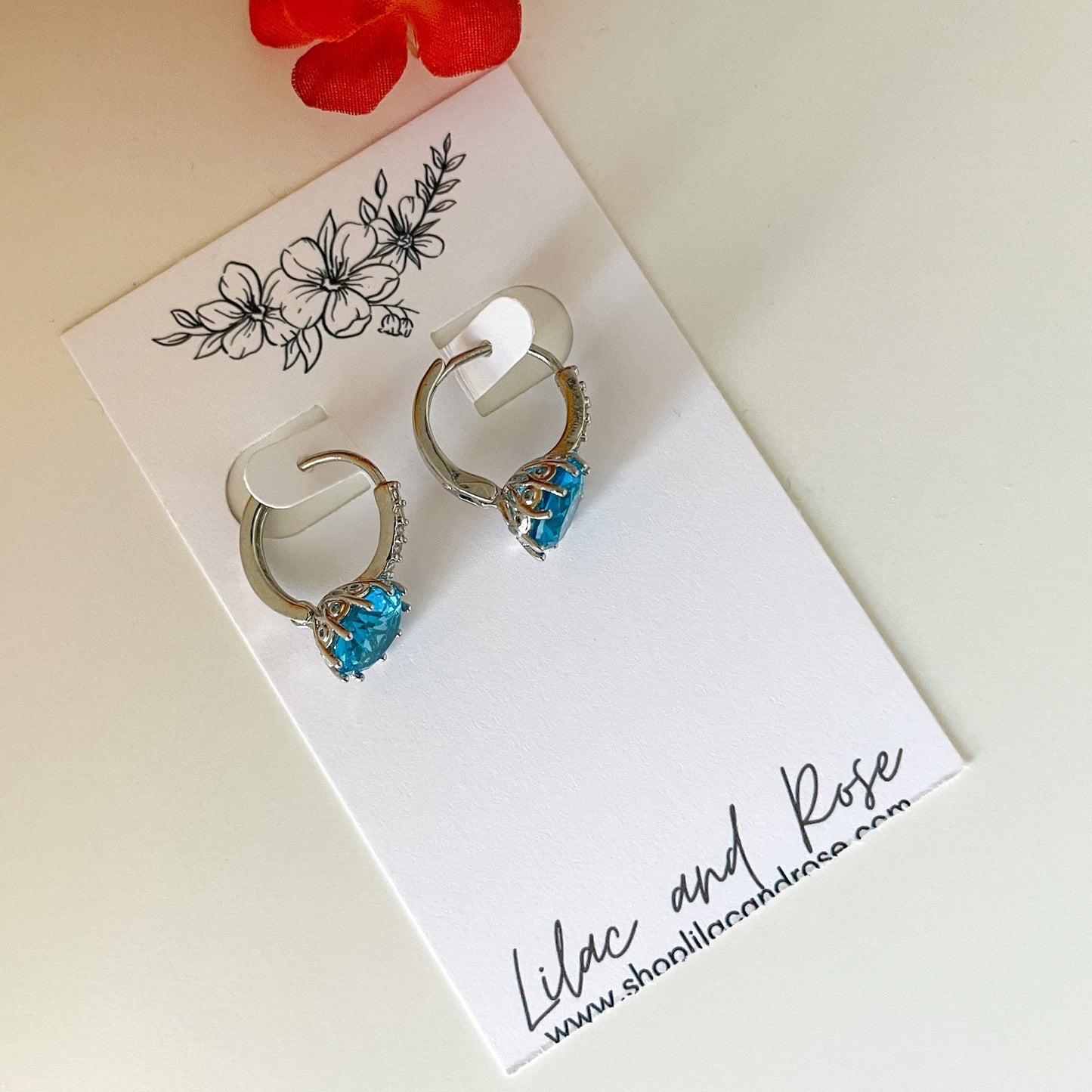 ✨ CZ Blue Hoop Earrings