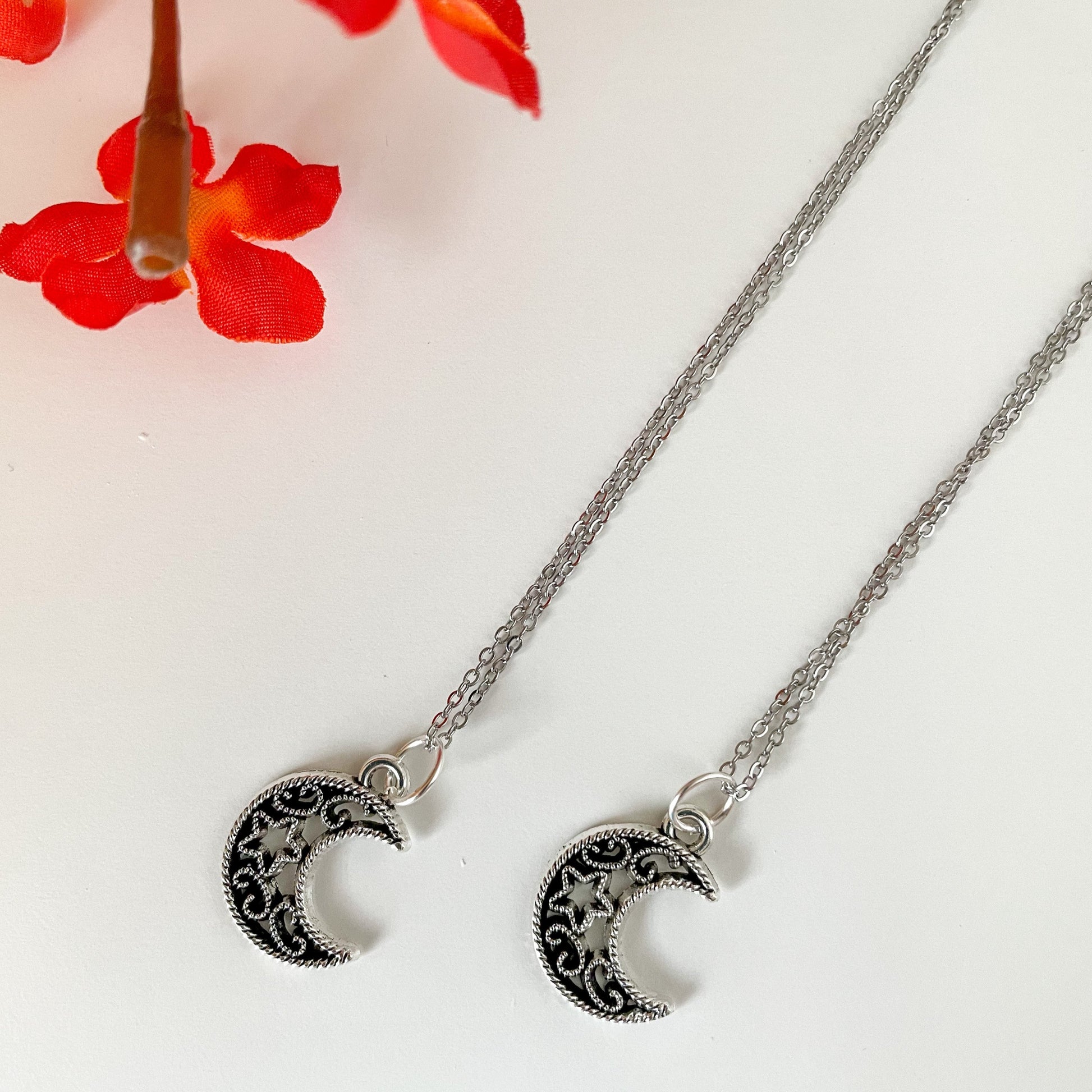 dainty moon necklace layering gift ready