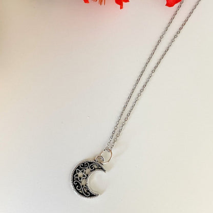 moon with star necklace 16 inch gold Lilac and Rose