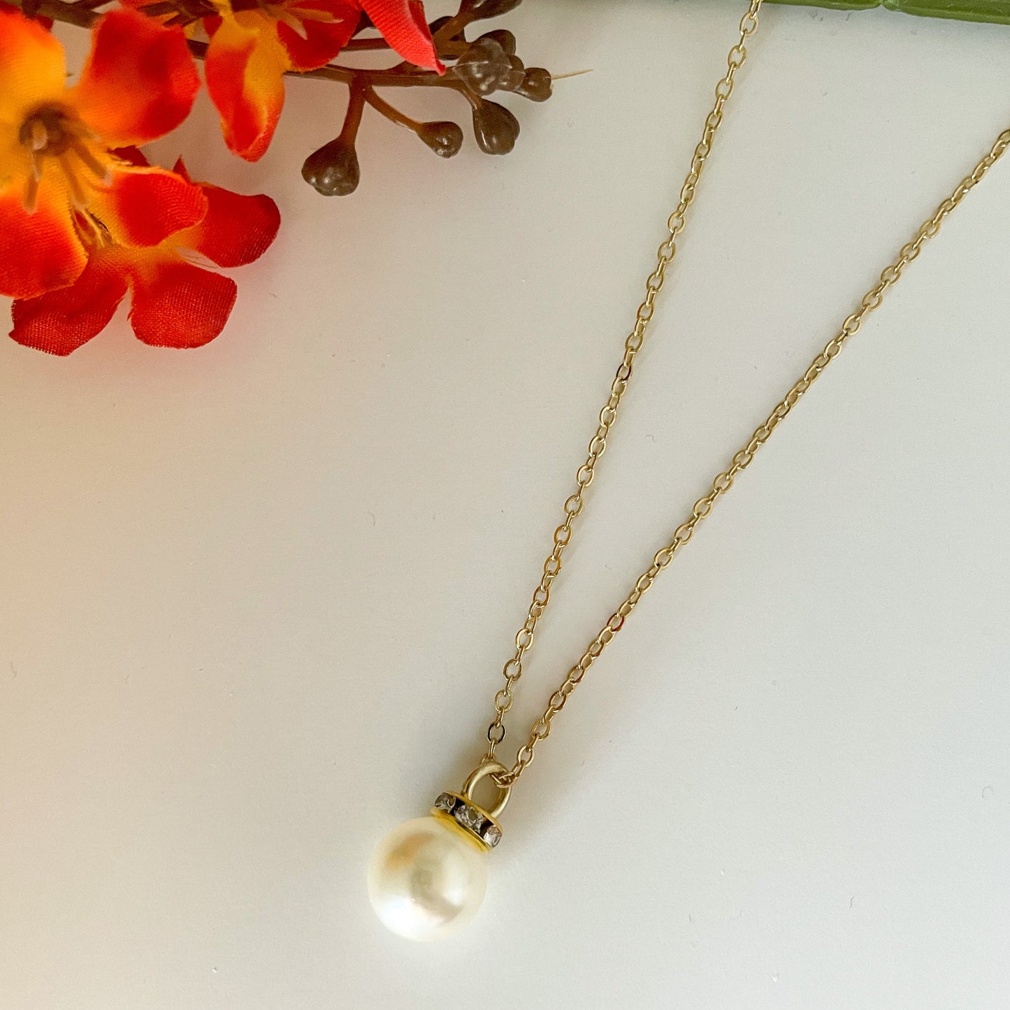 ✨ CZ Single Pearl Necklace
