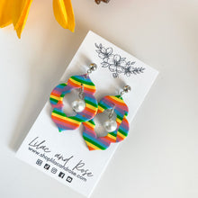 Load image into Gallery viewer, Rainbow with Pearl Keyhole Earrings
