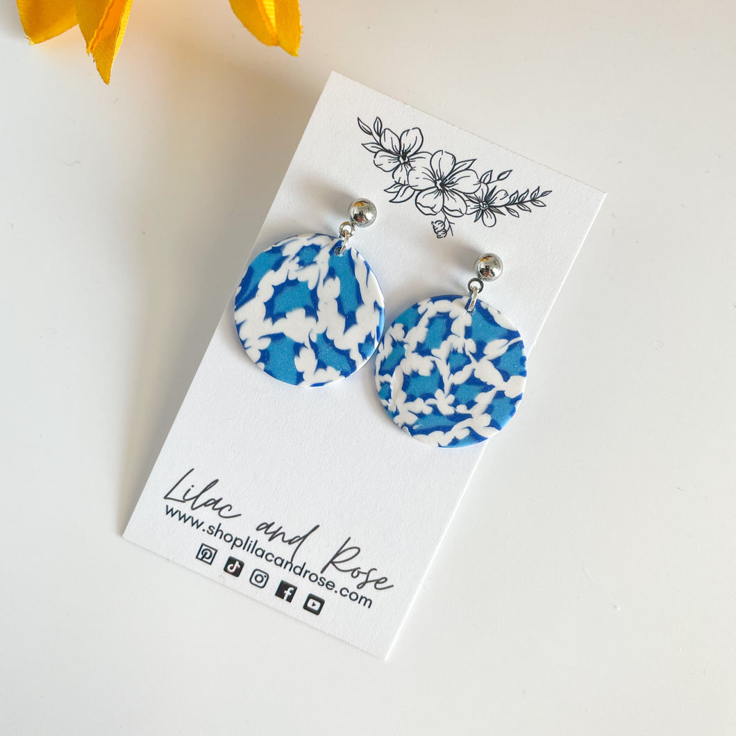 Blue Animal Print Earrings