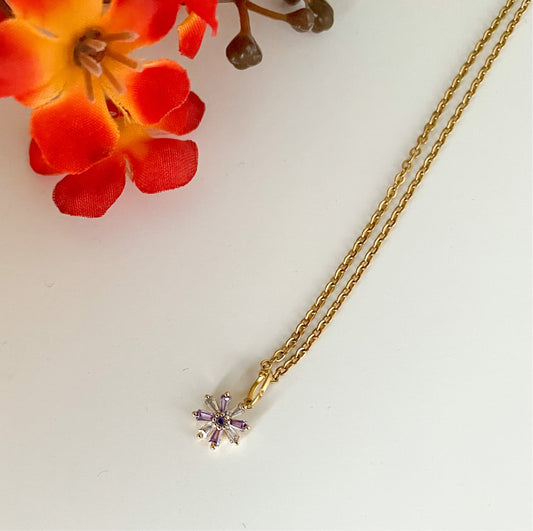 ✨ CZ Purple Daisy Necklace