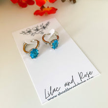 Load image into Gallery viewer, ✨ CZ Blue Hoop Earrings
