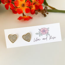 Load image into Gallery viewer, CZ Heart Studs
