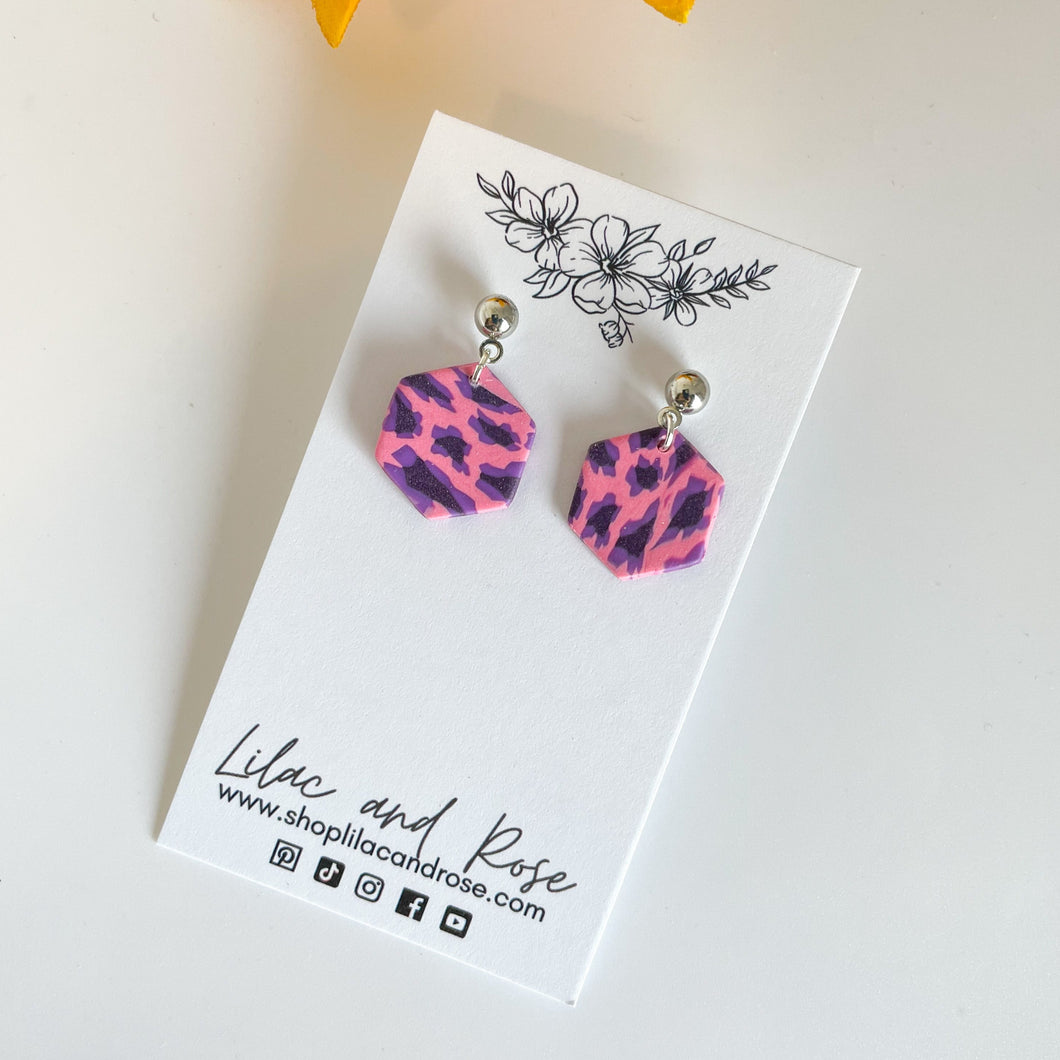 handmade polymer clay animal print earrings