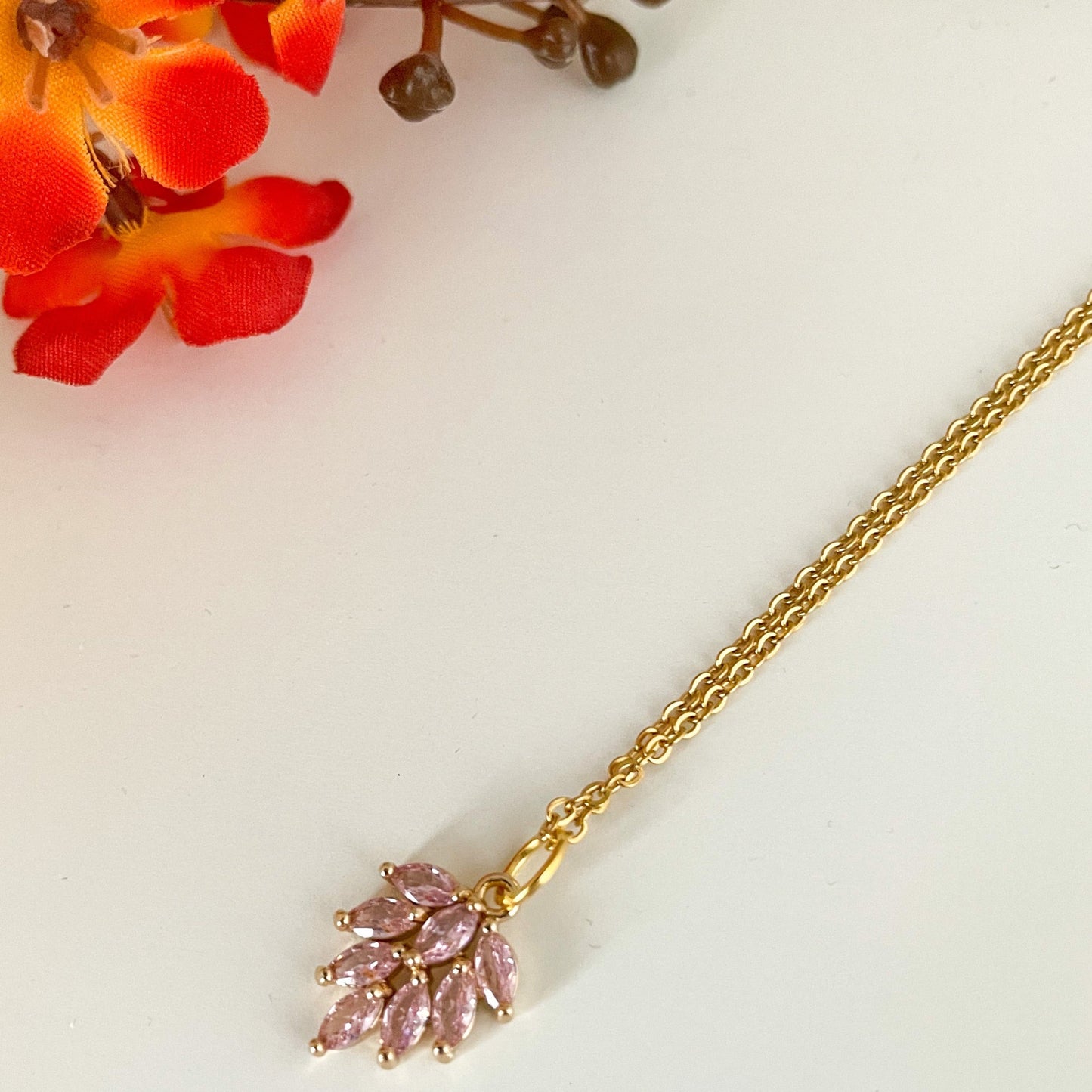 ✨ CZ Flower Petal Necklace