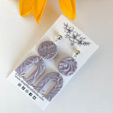 Load image into Gallery viewer, Textured Lilac Arch Earrings
