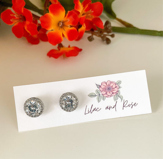 minimalist circle earrings with pave stones