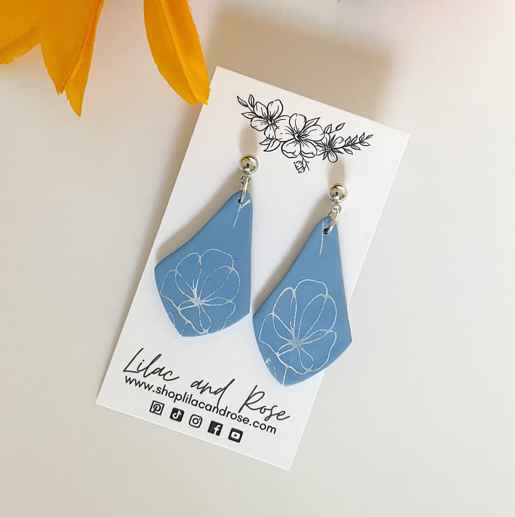Blue Floral Audrey Earrings