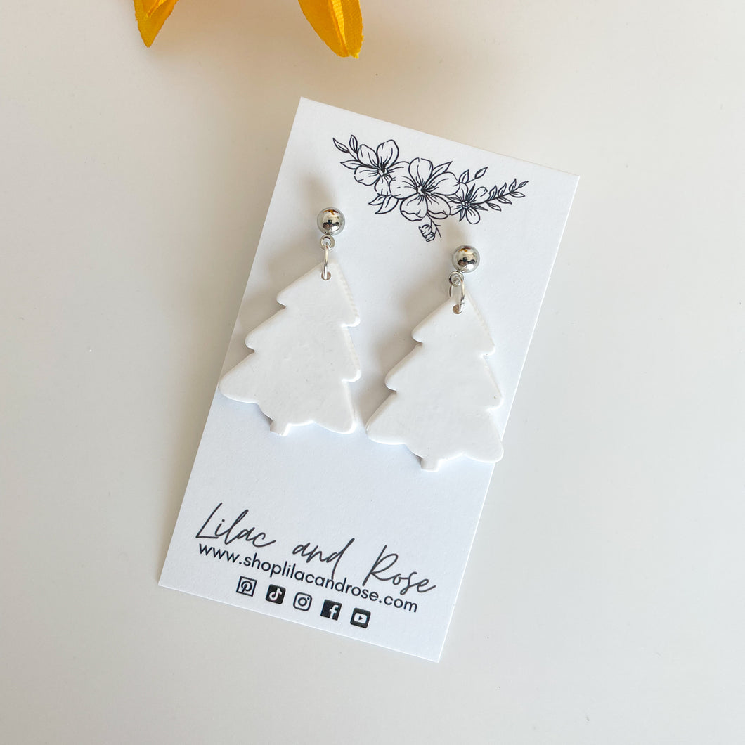 White Christmas Tree Earrings