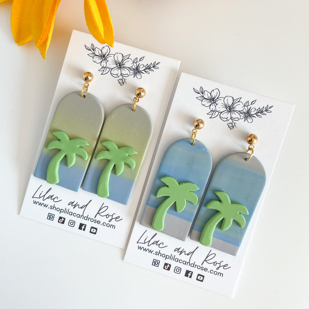 Palm Tree Sunset Earrings