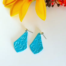 Load image into Gallery viewer, Blue Textured Audrey Earrings
