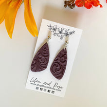Load image into Gallery viewer, Wine Textured Charlotte Earrings
