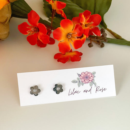 flower stud earrings Lilac and Rose