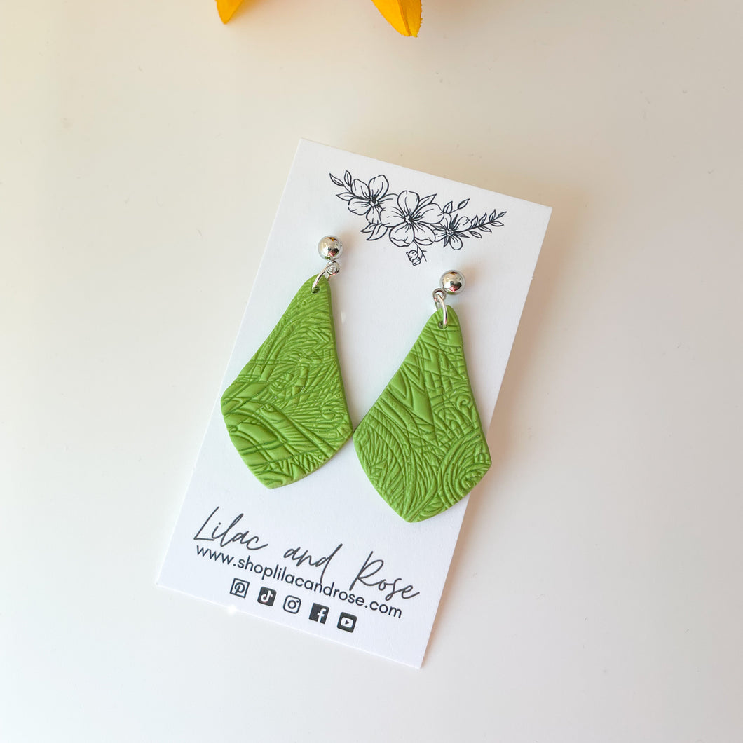 Green Textured Audrey Earrings