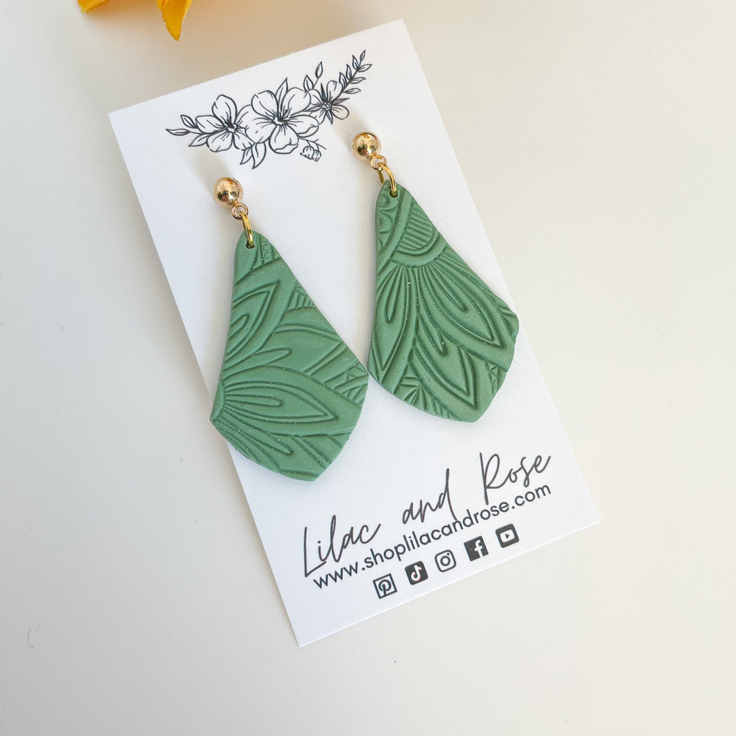 Textured Green Audrey Earrings
